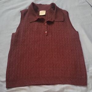 Women's Burgundy Sleeveless Sweater